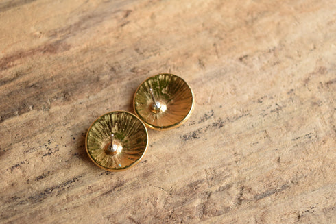 Cream Enamel Disc Earrings